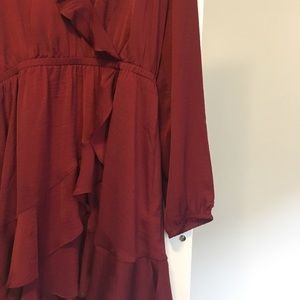 Express Maroon ruffled mini dress!!